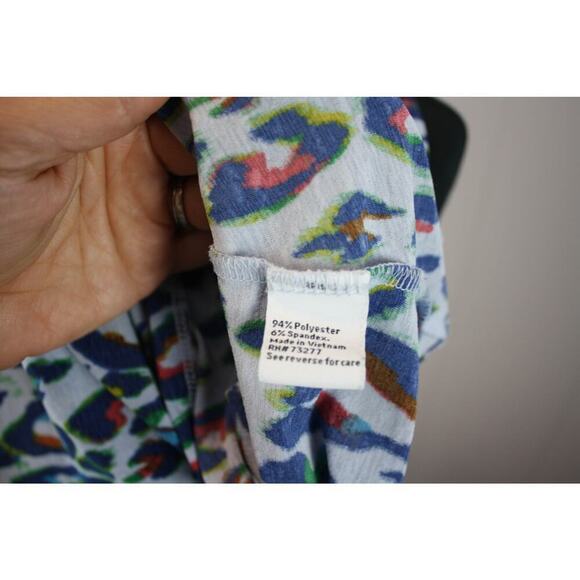 Nine West Blue Multicolor Leopard Print Blouse Top Short Sleeves XXL - Picture 4 of 4